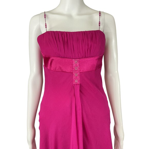 Vintage Silk Slip Dress Size 2 Pink Rhinestone Asymmetric Shelli Seagal Y2K 90s - Picture 3 of 16